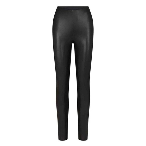 NWT SKIMS Faux Leather Ankle-Zip Matte Leggings in Onyx Black Size XXS - Picture 1 of 3